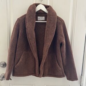 REI Brown Teddy Open Jacket Medium